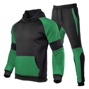 Sweat à capuche en molleton pour homme et pantalon évasé empilé pour l'hiver Ensemble deux pièces Streetwear décontracté et confortable à la mode - Product Image 1