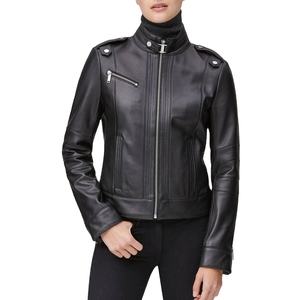 Chaqueta de Cuero de Oveja Acolchada, Moderna, Elegante e Informal para Mujer, Transpirable, con Cierre, Chaqueta de Cuero para Mujer - Product Image 5