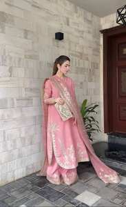 NEW DESIGNER PARTY WEAR HEAVY EMBROIDERY CHINE SEQUENCE WORK TOP PLAZZO WITH DUPATTA - Product Image 2