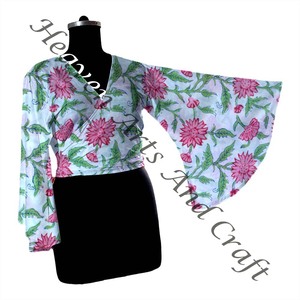 Último diseño de algodón para mujer, blusa de estilo bohemio, Top bohemio de verano, ropa informal, Top Hippie con estampado de bloques para niñas, ropa informal - Product Image 2