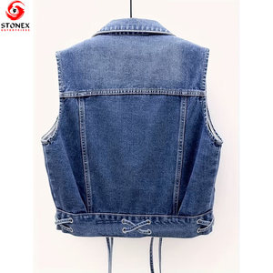 Chaleco Vaquero Corto para Mujer, Ecológico, Moderno, Informal, con Cierre de Botones Delanteros, de Alta Calidad, Venta al por Mayor de Fábrica - Product Image 2