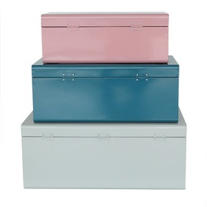 Ensemble de 3 coffres de rangement en métal de différentes couleurs, différentes tailles de coffres de rangement en métal pour la décoration de la maison - Product Image 6