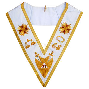 Masonic Rose Croix 31ST องศาปกของริบบิ้นผ้าขนแกะสีขาวประดับด้วยผ้าถักด้วยมือสีทองทั้งสองขอบ - Product Image 2