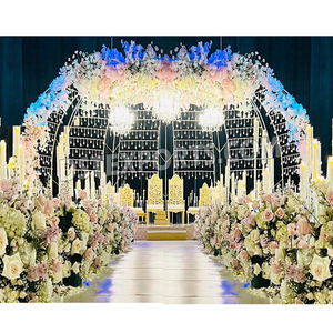 Mandap abierto de boda elegante moderno con paredes de velas de Metal de estilo jaula Mandap iluminado de vela espléndida - Product Image 1