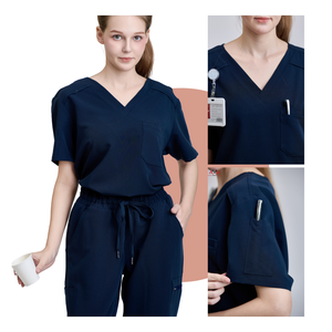 VN FACTORY stretch <b>scrub</b> uniform nursing sets medical blouse dental nurse uniform high waist women hospital <b>clothes</b> FMF uniform - Product Image 1