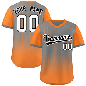 Camiseta de Béisbol Personalizable Naranja y Gris, Manga Corta, Cuello en V, Uniforme de Equipo para Hombre, Camiseta Deportiva de Softbol, Transpirable y Personalizada - Product Image 1