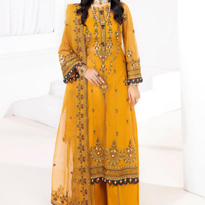open lace back dress Unstitched Embroidered Partywear Gown main image 1