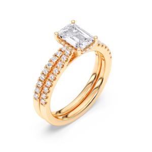 Timeless 1,50 Ct/VS Esmeralda y corte Moissanite Anillo de compromiso 925 Banda de plata esterlina Colección de anillos de diamantes - Product Image 2