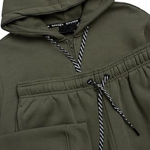 Conjunto de 2 piezas de chándal de manga larga con capucha de Jacquard para hombre, pantalones de chándal para correr, chándal - Product Image 6