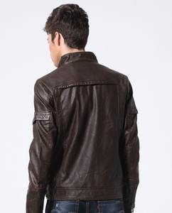 Chaqueta de cuero unisex de primera calidad hecha a mano con cuello de botones a presión y forro interior acolchado. Chaqueta de cuero personalizada para hombre. - Product Image 3