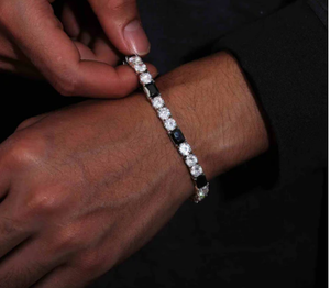 Bracelet Tennis en Argent Sterling 925 avec Moissanite Blanche et Noir, Bracelet de Luxe avec Diamant - Product Image 3