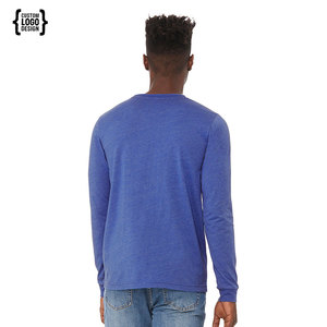 T-shirt à manches longues à col rond en coton 100% pour homme, imprimé sur mesure, t-shirt à manches longues uni à col rond - Product Image 2