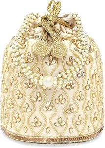 Top Modern Fancy Potli Purse With Golden Embroidery Handmade Woman <b>Wristlet</b> Ethnic Potli Batwa Purse - Product Image 5