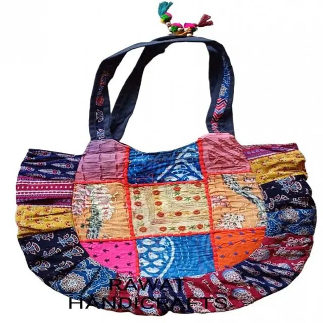 Sıcak satış toplu Lot hint pamuk el hazırlanmış renkli Patchwork çanta hippi tarzı