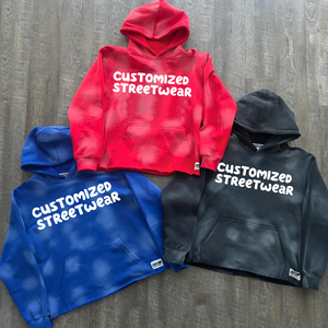 Venta al por mayor de calidad Puff de impresión de peso pesado de algodón con capucha de los hombres de gran tamaño de impresión personalizada de lujo pulóver de algodón sudaderas con capucha personalizadas - Product Image 3