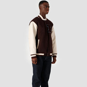 Veste de baseball universitaire en laine pour hommes sur mesure à forte demande col montant corps long conception OEM coton noir pour le printemps - Product Image 2