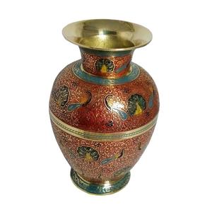 Florero de latón de alta calidad con pintura roja grabada y acabado dorado para decoración del hogar, florero decorativo de mesa - Product Image 3