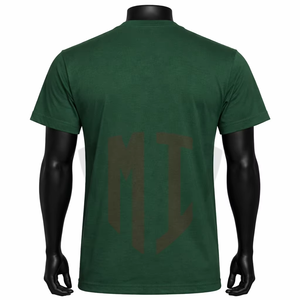 T-shirt en jersey tricoté décontracté à manches courtes et col rond pour homme, en coton vert respirant 240g, coupe ample - Product Image 2
