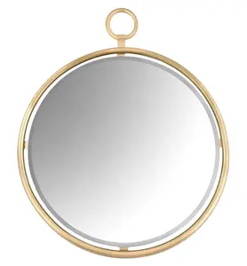 مرآة حائطية مستديرة المعاصرة تصميم اليد وضعت مرآة الهند الذهبي إطار مرآة بواسطة اكسيوم المنزل لهجات