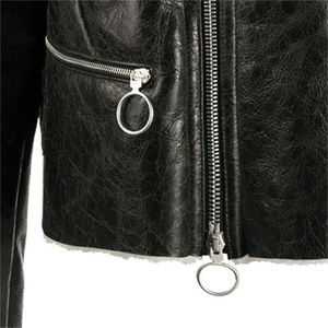 Européen élégant 2023 nouveauté femmes automne Faux cuir évider PU veste manteaux femmes - Product Image 6