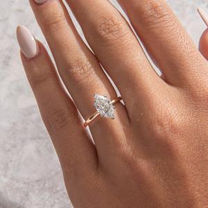 Elegante corte Marquesa VVS2 E Color Lab Grown Diamond anillo de compromiso IGI certificado personalizado oro plata al por mayor OEM ODM proveedor - Product Image 5