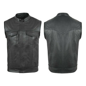 Haute qualité hommes couleur personnalisée multi-poches col en v hiver chaud respirant formel vêtements d'extérieur printemps cuir gilet - Product Image 6