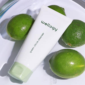 WELLOGY Green Citrus Korean Gel de espuma de belleza para el cuidado de la piel, OEM, blanqueamiento, alivio antioxidante, limpiador Facial para limpieza profunda aceitosa - Product Image 1