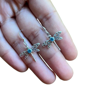 925 argent Sterling bleu topaze pierres précieuses boucles d'oreilles bijoux à la main argent Boho Style boucles d'oreilles bijoux pour femmes cadeau de mariage femme - Product Image 1