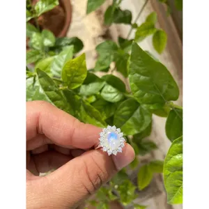 925 Silver Oval <b>Moonstone</b> Crystal <b>Ring</b> - Product Image 2
