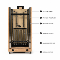 Machine de Pilates Reformer en bois de chêne avec barre de repose-pieds réglable et coussin en PU, portable pour la maison et le studio de fitness