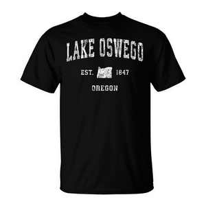 T-shirt sportiva vintage Lake Oswego Oregon Est 1847 - Product Image 2