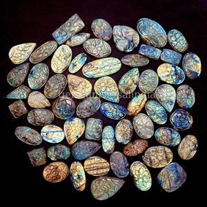 แฟชช์ลาบราดอร์มือแกะสลัก Cabochon สําหรับเครื่องประดับทําธรรมชาติลาบราดอร์แกะสลักอัญมณีผสมหินรูปร่างฟรีขนาด - Product Image 1