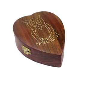 Caja de joyería de madera natural con forma de corazón, caja de almacenamiento de embalaje de joyería de anillo de madera elegante de lujo, caja de joyería de madera con forma de oído - Product Image 5