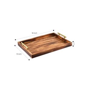 100% Handmade High Quality Home Restaurant Hotel Fruit <b>Tray</b> Solid Wooden <b>Serving</b> <b>Tray</b> <b>With</b> Metal <b>Handle</b> Customize logo Best sale - Product Image 1