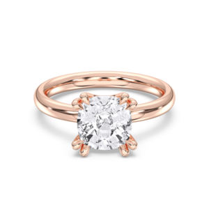 Bague de fiançailles solitaire en or massif pour femme, sertie de diamants Moissanite taille coussin de 2,30 carats E-F/VVS-VS - Product Image 1