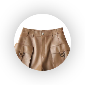 Pantalones cortos informales para exteriores para mujer, ropa de moda de cuero personalizada de Pakistán transpirable - Product Image 3