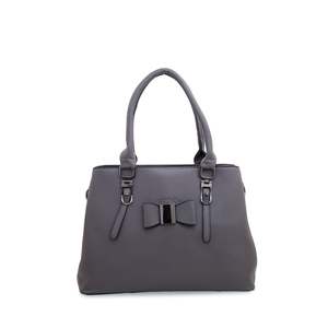Bolso de mano de cuero gris informal P35867, Bolso pequeño para niñas con gran capacidad, asas dobles, decoración con estampado de letras, forro de PU - Product Image 3