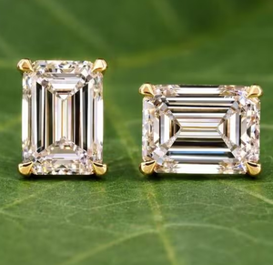 Boucles d'oreilles en argent 925 avec moissanite diamant taille émeraude - Product Image 2