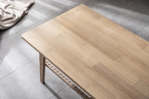 Table basse en chêne avec étagère de rangement, table de salon à deux niveaux, solution de rangement pratique de la meilleure qualité - Product Image 4