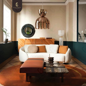 Canapé en tissu de luxe à vendre, ensemble de canapés personnalisés, luxe léger, confortable, de haute qualité, canapés incurvés en forme de lune rayés - Product Image 1