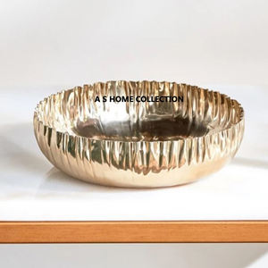 Gold Leafy Shape <b>Stand</b> <b>With</b> Silver Shiny <b>Mirror</b> Polished Metal Bowls For Dining <b>Table</b> Centerpiece Kitchenware Use - Product Image 6