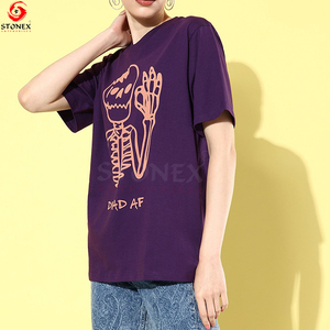 Ropa de lujo de alta calidad personalizada de algodón orgánico Puff estampado de talla grande camisetas de mujer Crop Top cuello redondo fabricantes - Product Image 6