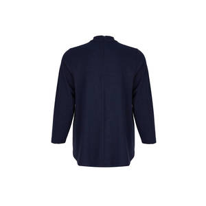 Blusa de Punto Azul Marino con Cuello Redondo para Mujer, Ropa Casual de Oficina - Product Image 3
