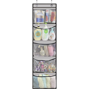 Organisateur de placard suspendu avec poches en filet 33x15x85cm, rangement multifonctionnel pour derrière les portes ou les murs, design minimaliste - Product Image 3