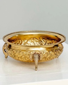 Wholesale Hammered Metal Bowls Decorative Aluminum Brass Modern Luxury Eco-Friendly Dishwasher <b>Safe</b> Handmade Urli Serving Bowls - Product Image 2