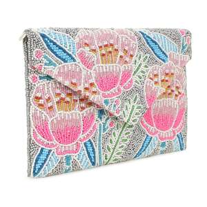 Pochette de monnaie perlée de graine de broderie à la main de haute qualité pour les femmes multicolores faites à la main en Inde - Product Image 2