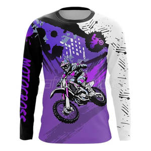 Diseño de manga larga de alta calidad disponible en pedido a granel Camiseta de motocross de poliéster hecha en Pakistán - Product Image 1