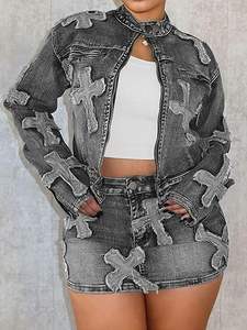 Precio al por mayor de las mujeres Jeans Set Tamaño personalizado y color de las mujeres de mezclilla Set Hecho en Pakistán - Product Image 2