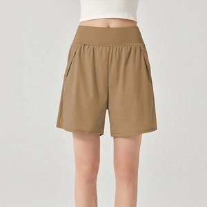 Pantalones cortos elásticos de cintura alta para mujer, pantalones holgados de motorista para deportes atléticos, con control de barriga, para gimnasio, correr, Yoga, con bolsillo - Product Image 1