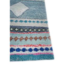 Tapis Manchaha bleu en laine et soie de bambou noué à la main, 10 mm, rayé abstrait, rectangulaire, pour la maison, le couloir, la salle, modèle Les-2080 - Product Image 4